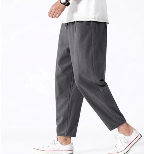 Men's Relaxed Fit Cropped Drawstring Trousers