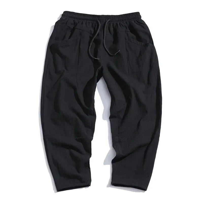 Men's Relaxed Fit Cropped Drawstring Trousers