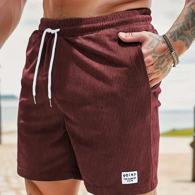 Men's Relaxed Fit Drawstring Corduroy Casual Shorts