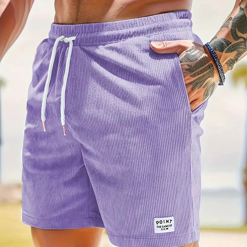 Men's Relaxed Fit Drawstring Corduroy Casual Shorts