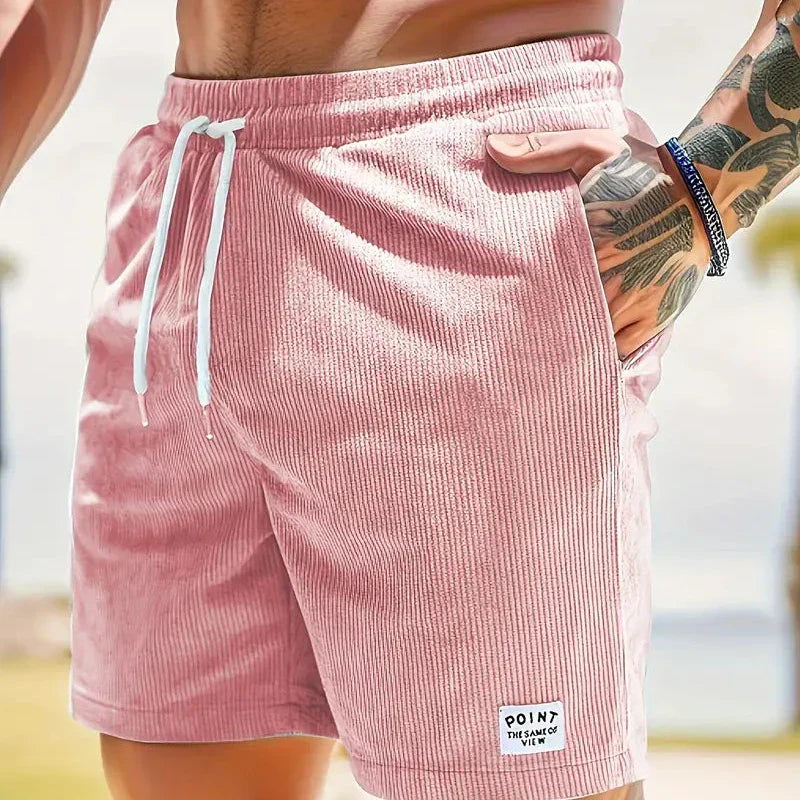 Men's Relaxed Fit Drawstring Corduroy Casual Shorts
