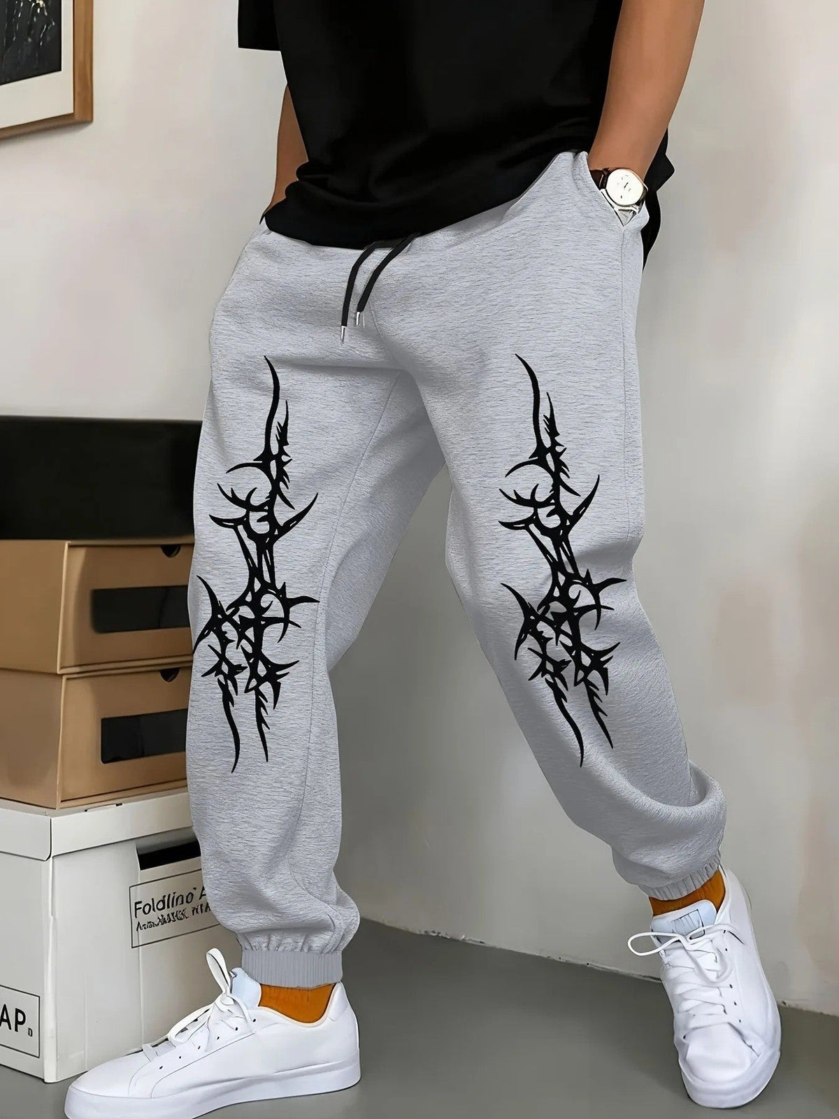 Men's Relaxed Fit Joggers with Graphic Print