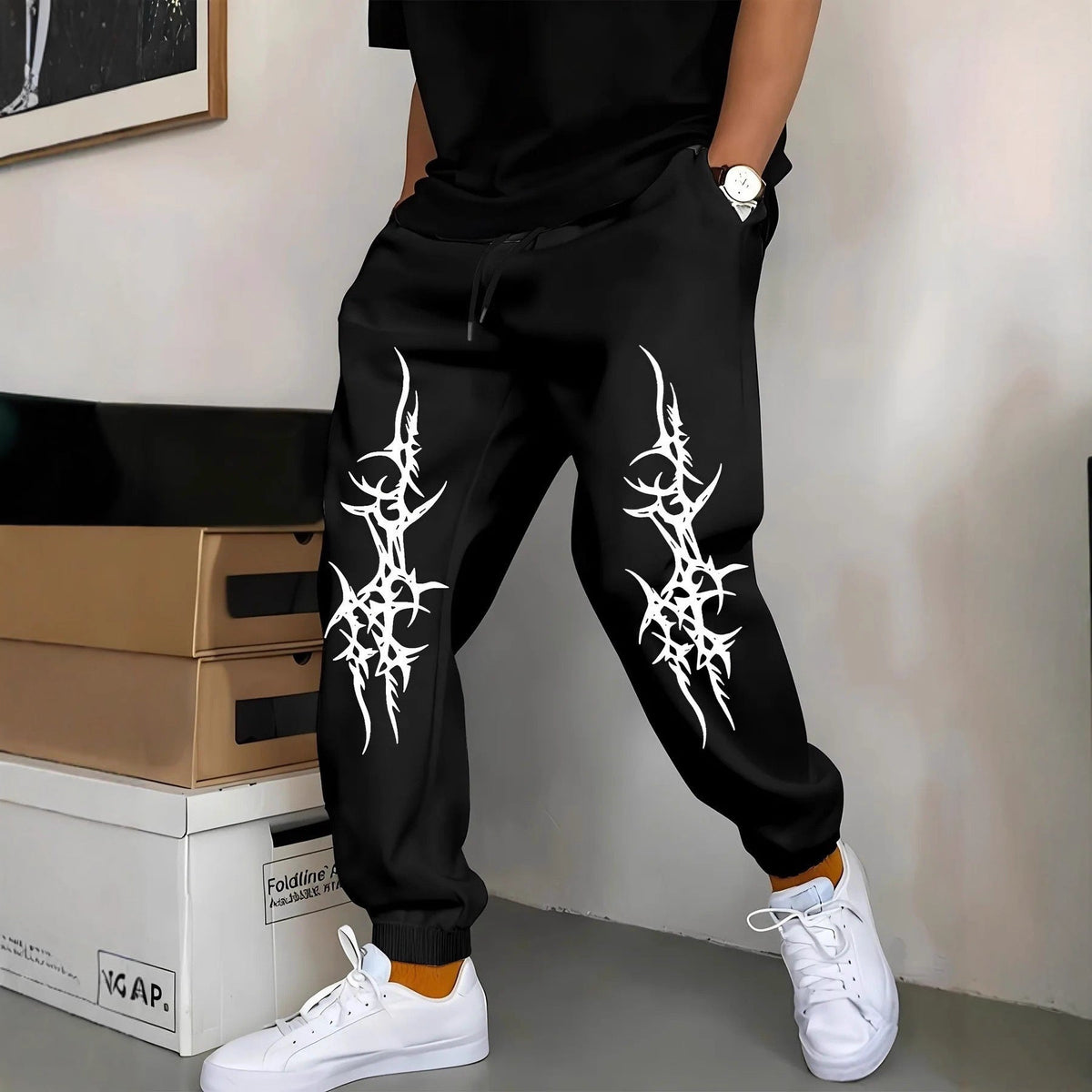 Men's Relaxed Fit Joggers with Graphic Print