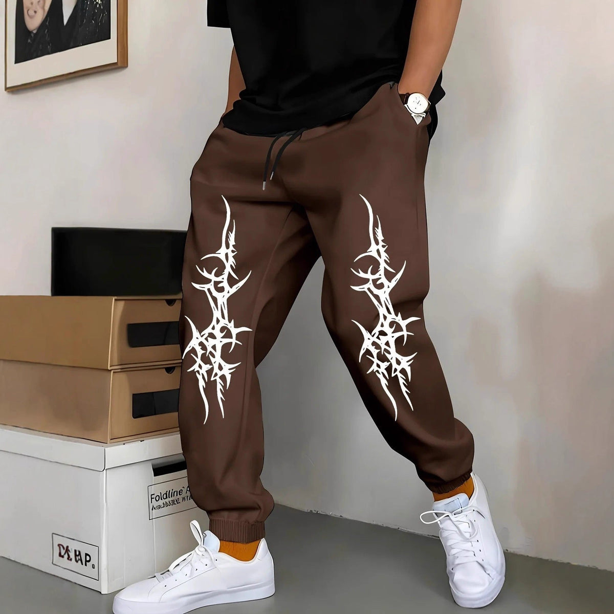 Men's Relaxed Fit Joggers with Graphic Print