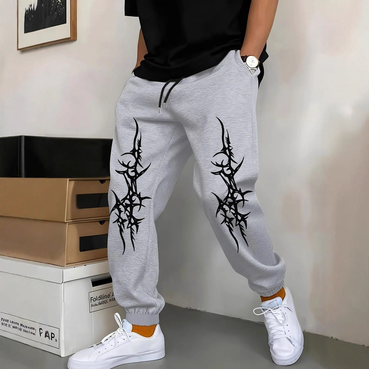 Men's Relaxed Fit Joggers with Graphic Print
