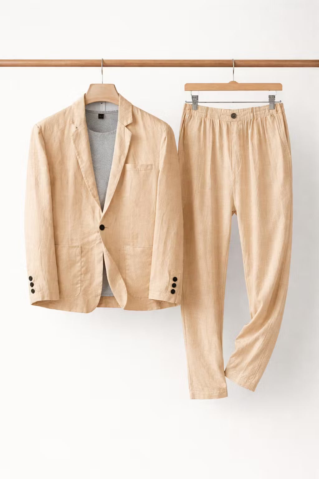 Men's Relaxed-Fit Two-Piece Linen Suit Set