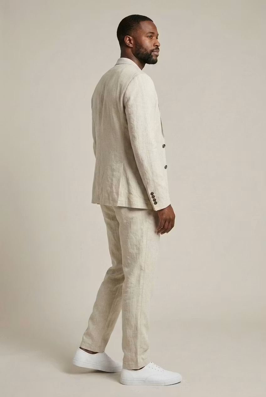 Men's Relaxed-Fit Two-Piece Linen Suit Set