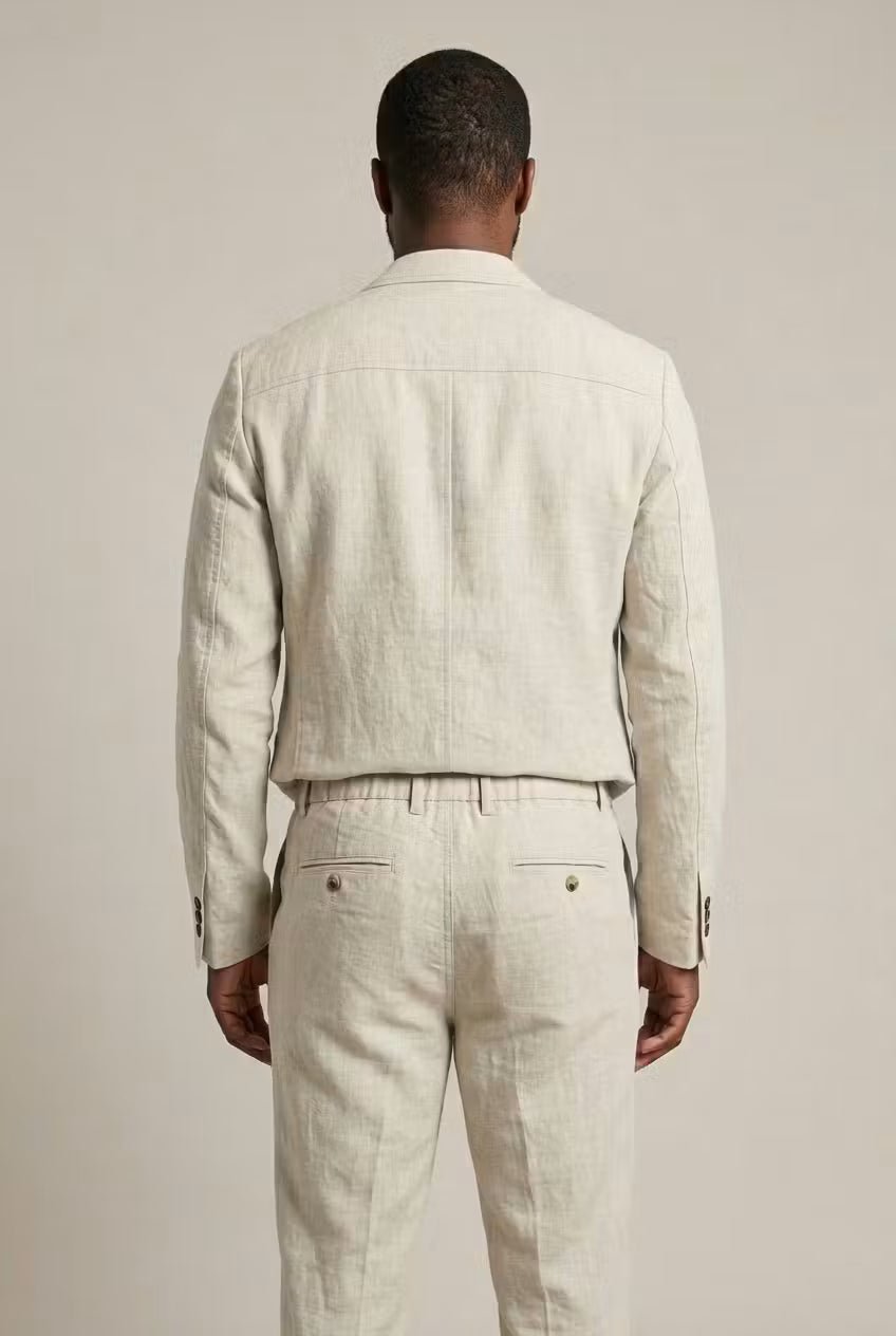 Men's Relaxed-Fit Two-Piece Linen Suit Set
