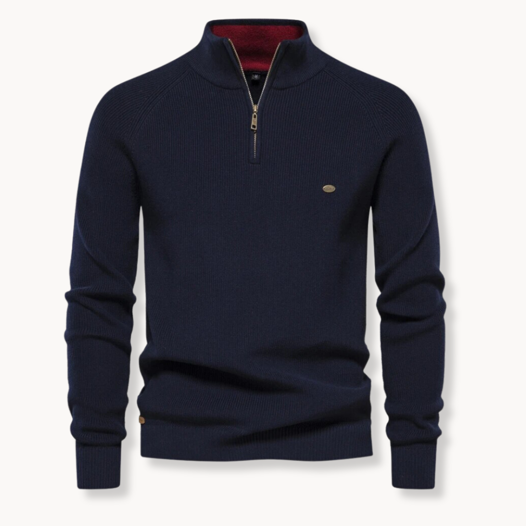 Men's Ribbed Half-Zip Knit Sweater