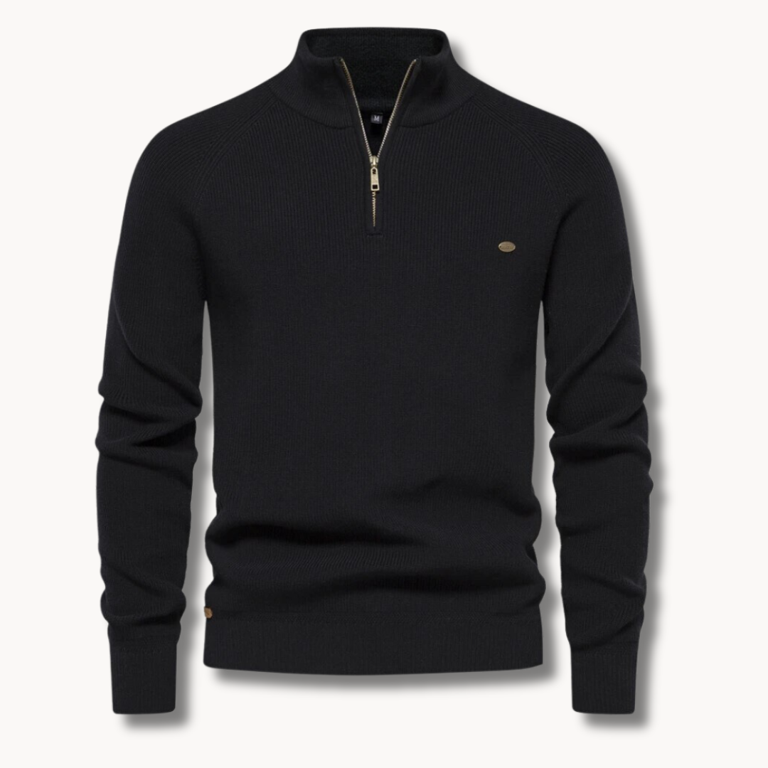 Men's Ribbed Half-Zip Knit Sweater