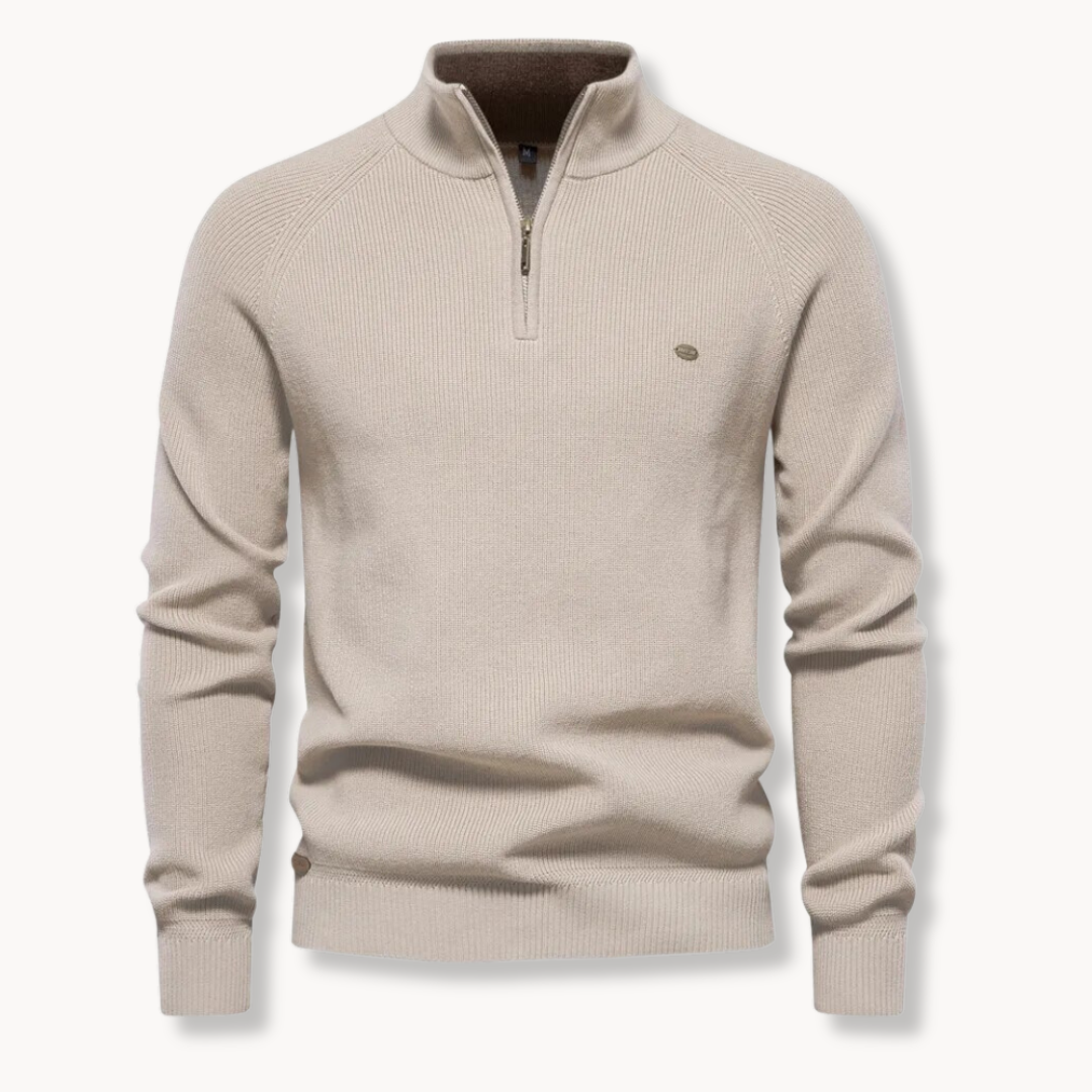 Men's Ribbed Half-Zip Knit Sweater