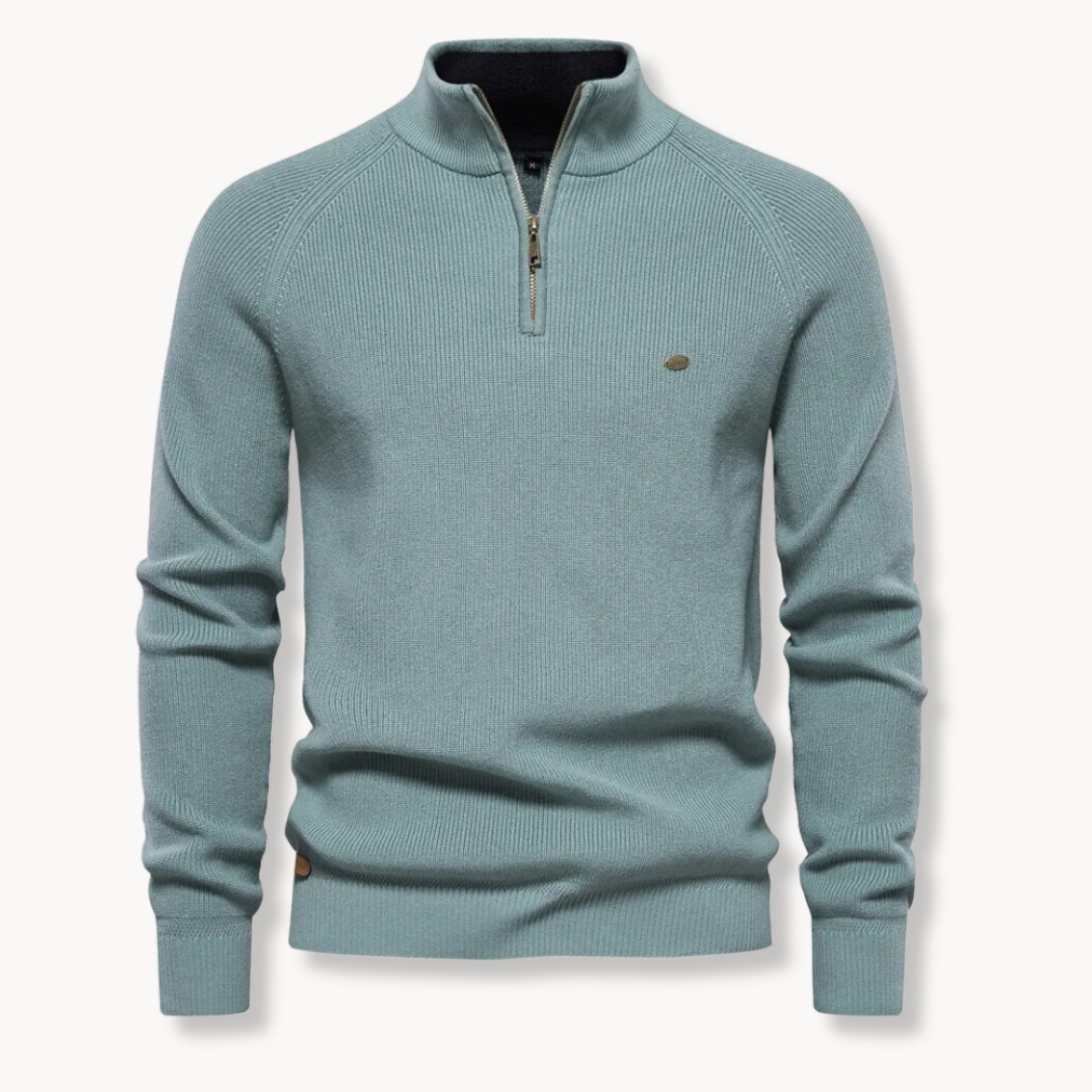 Men's Ribbed Half-Zip Knit Sweater