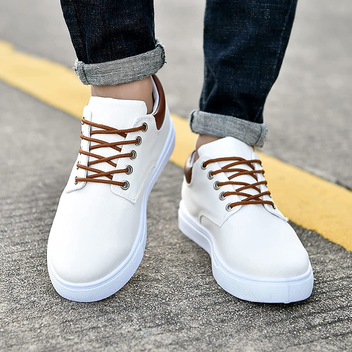 Men's Rugged Sneakers with White Sole