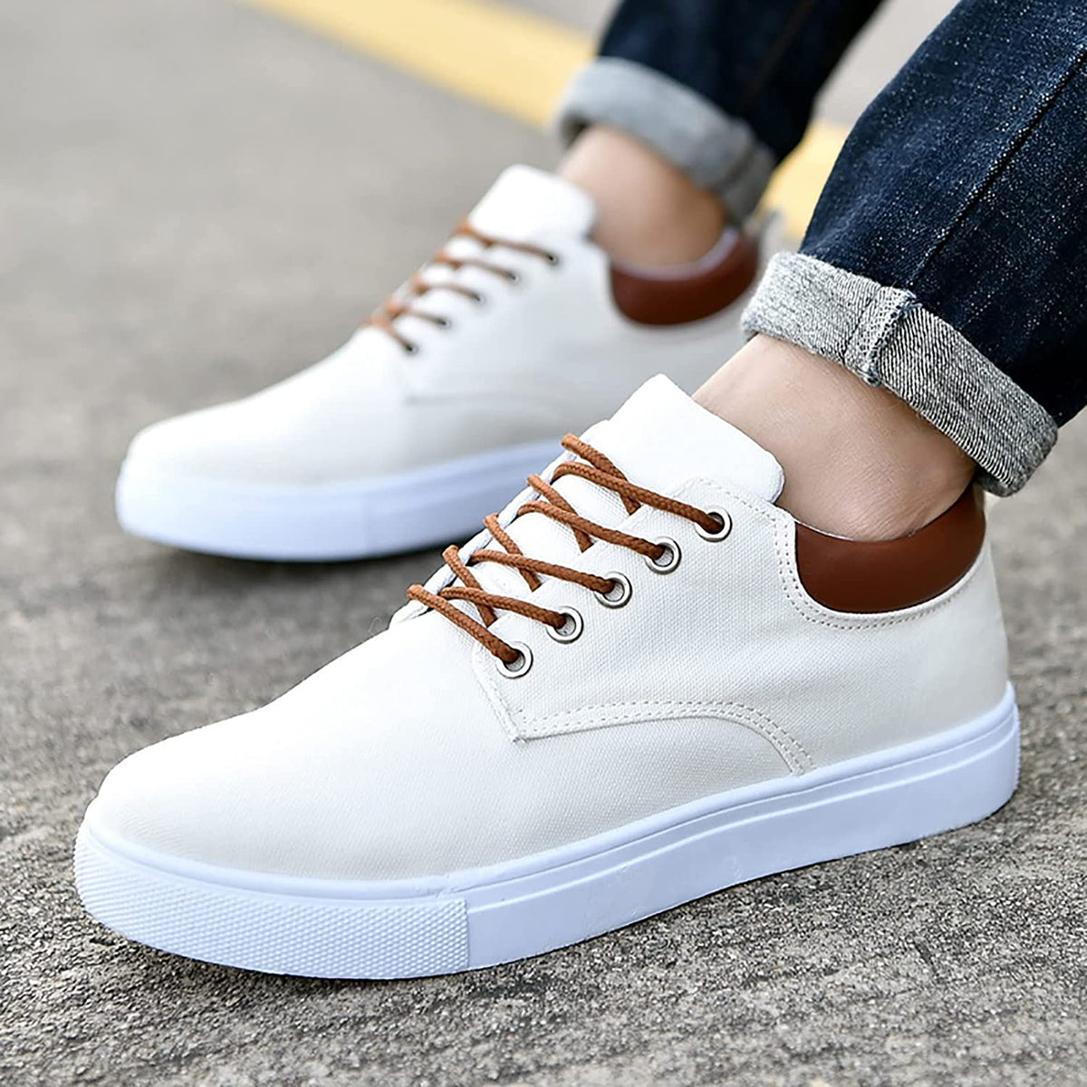 Men's Rugged Sneakers with White Sole