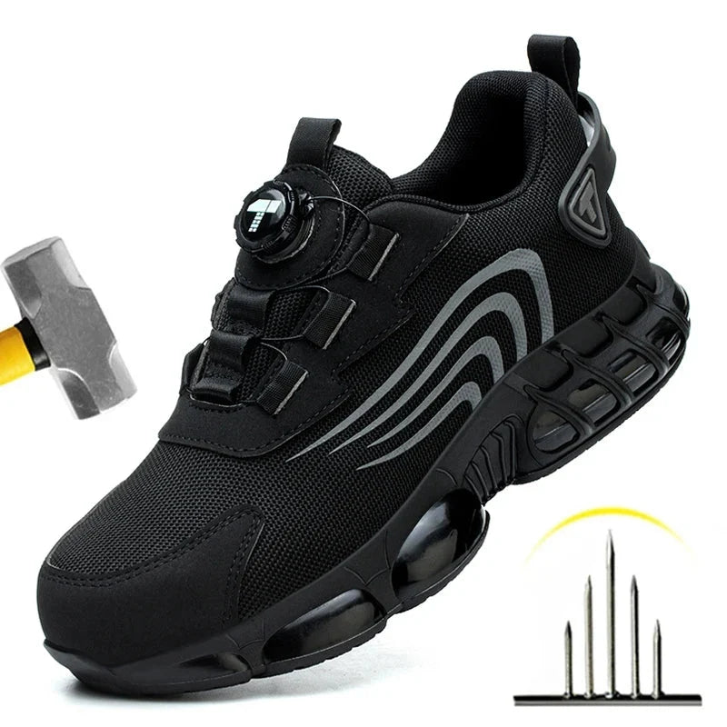 Men's S3 Safety Shoes with Rotary Dial Lacing System for Work and Casual Wear