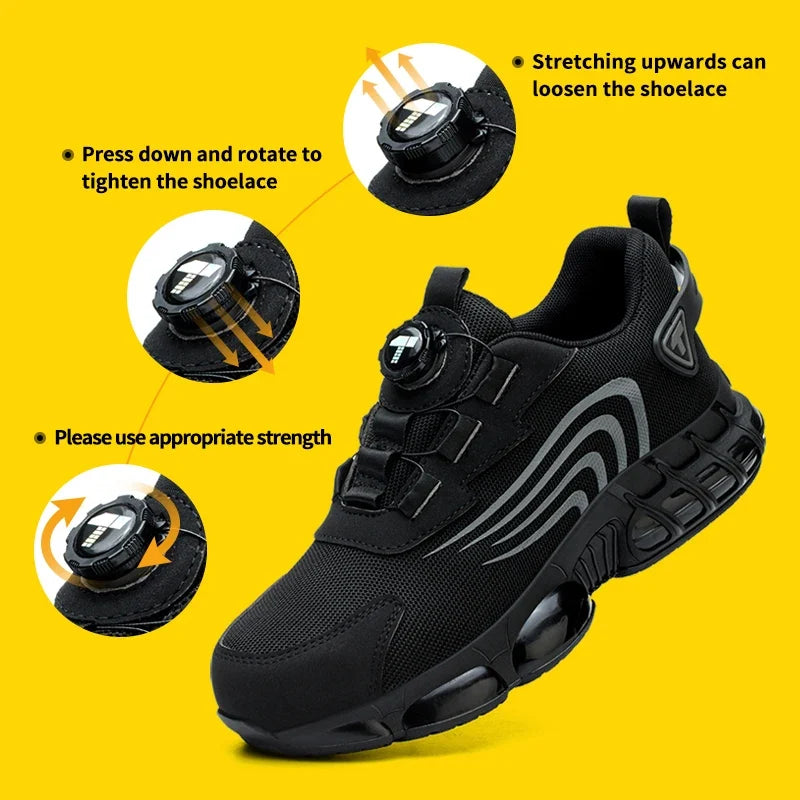 Men's S3 Safety Shoes with Rotary Dial Lacing System for Work and Casual Wear
