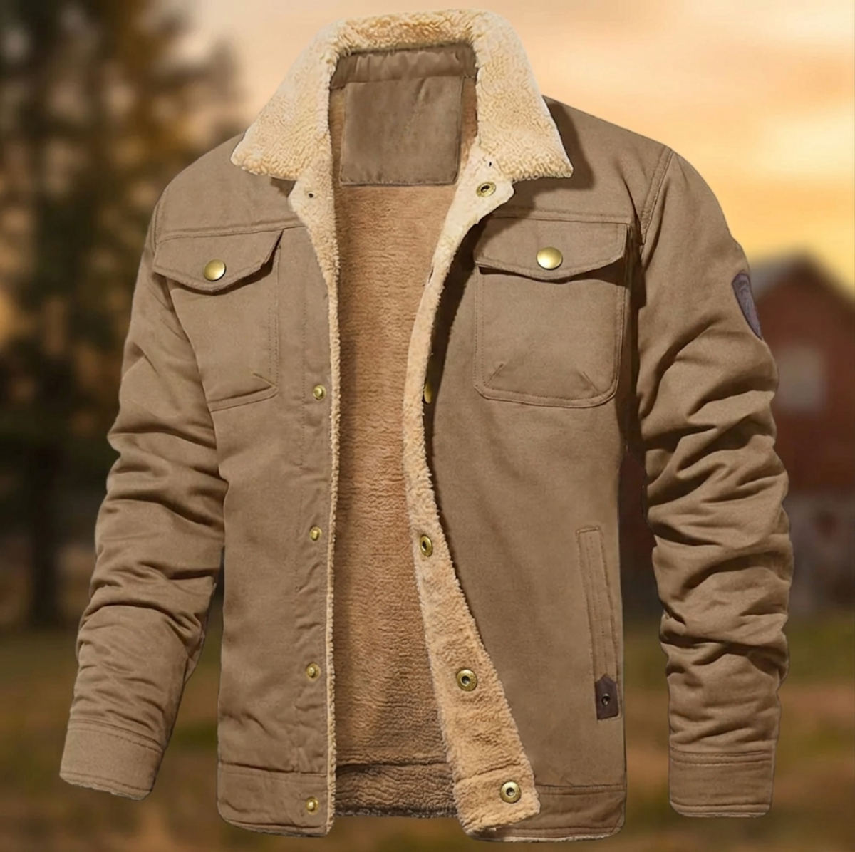 Men's Sherpa Collar Button-Down Jacket