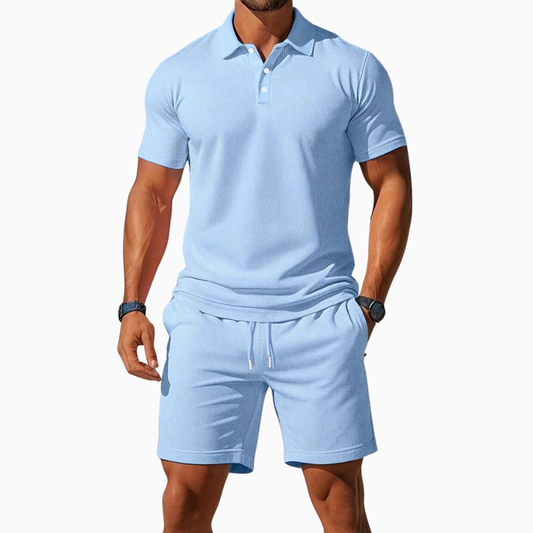 Men's Short Sleeve Polo Shirt and Shorts Set