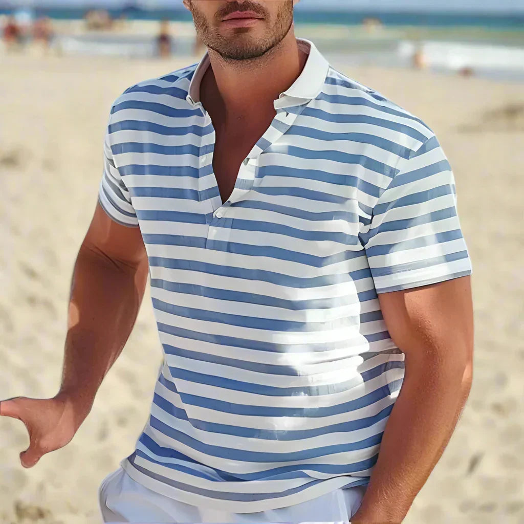 Men's Short Sleeve Striped Casual Shirt