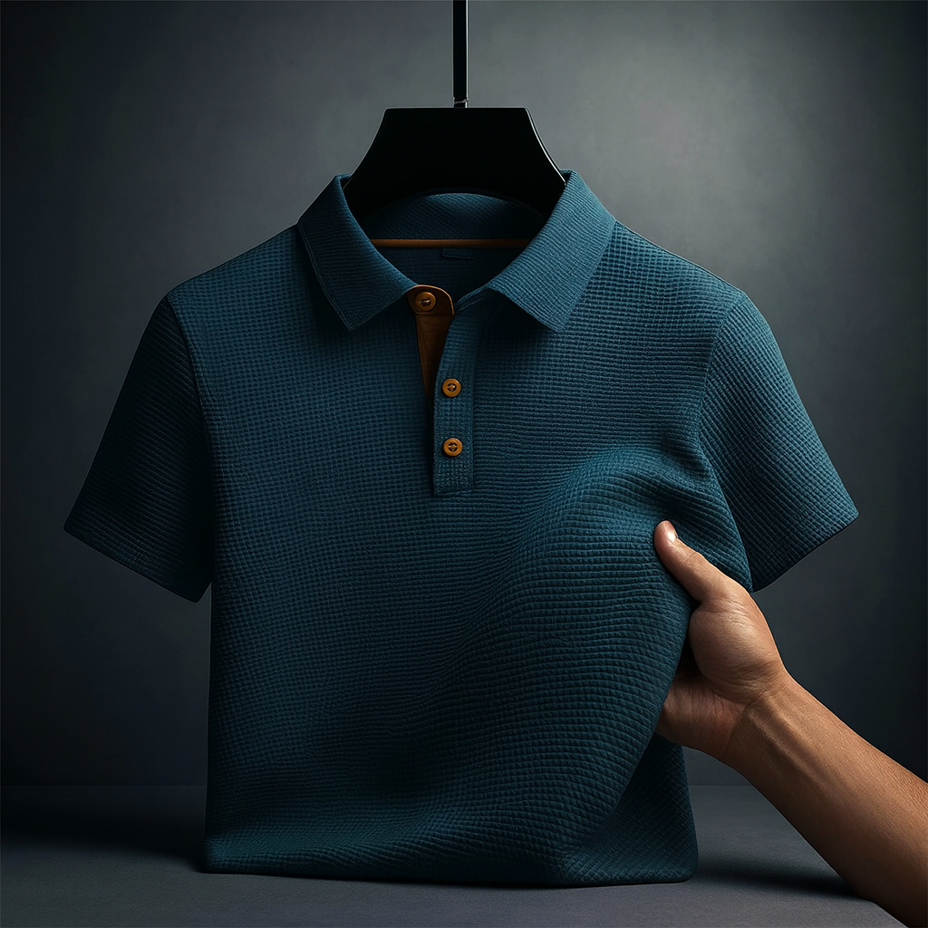 Men's Short Sleeve Textured Polo Shirt