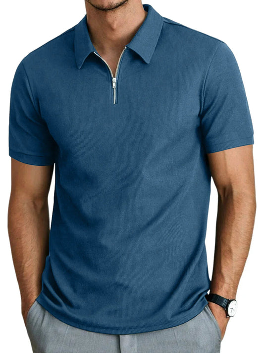Men's Short-Sleeved Zip Polo Shirt