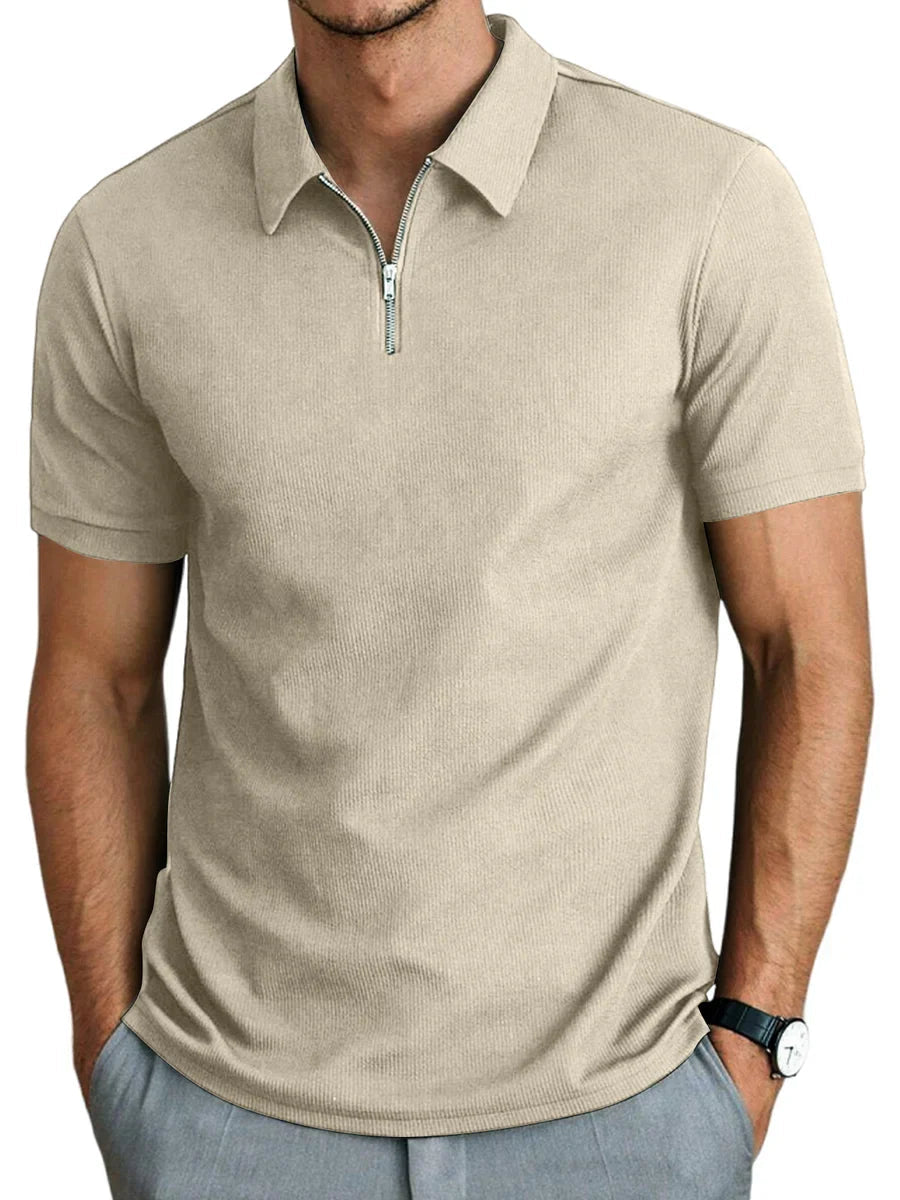 Men's Short-Sleeved Zip Polo Shirt
