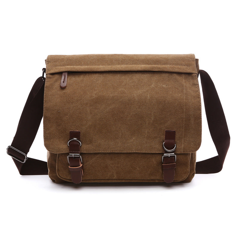 Men's Shoulder Bag with Buckled Flap