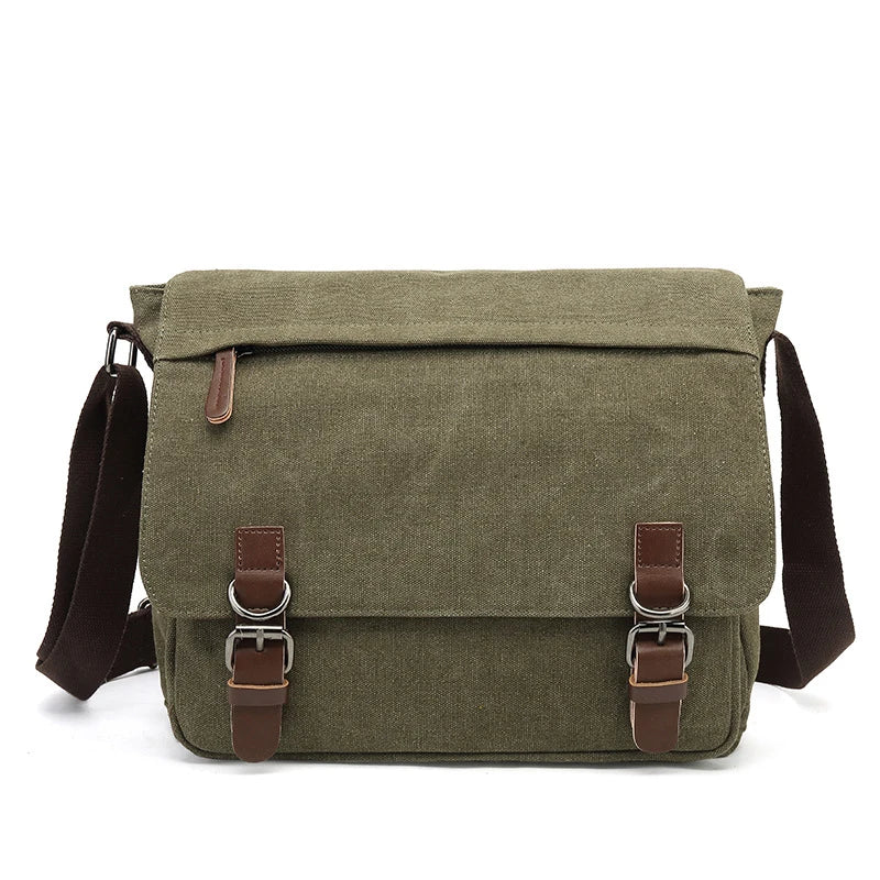 Men's Shoulder Bag with Buckled Flap