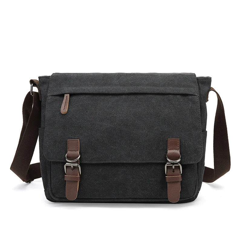 Men's Shoulder Bag with Buckled Flap