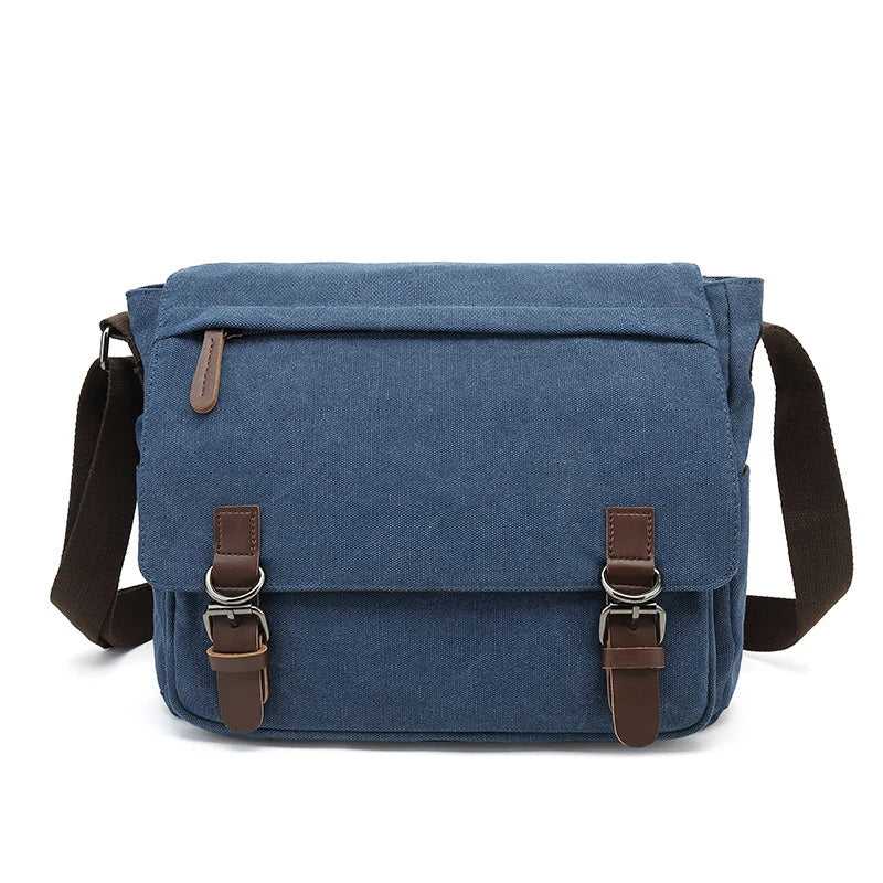 Men's Shoulder Bag with Buckled Flap