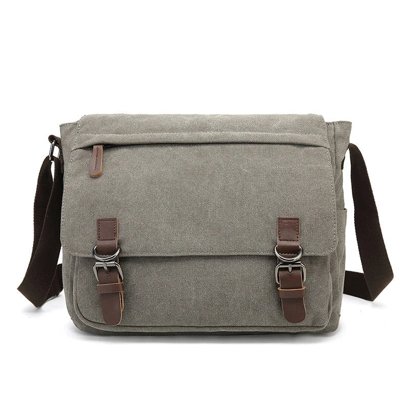 Men's Shoulder Bag with Buckled Flap