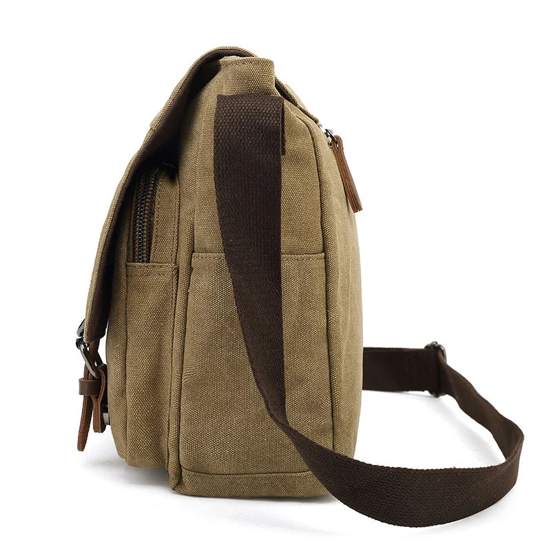 Men's Shoulder Bag with Buckled Flap