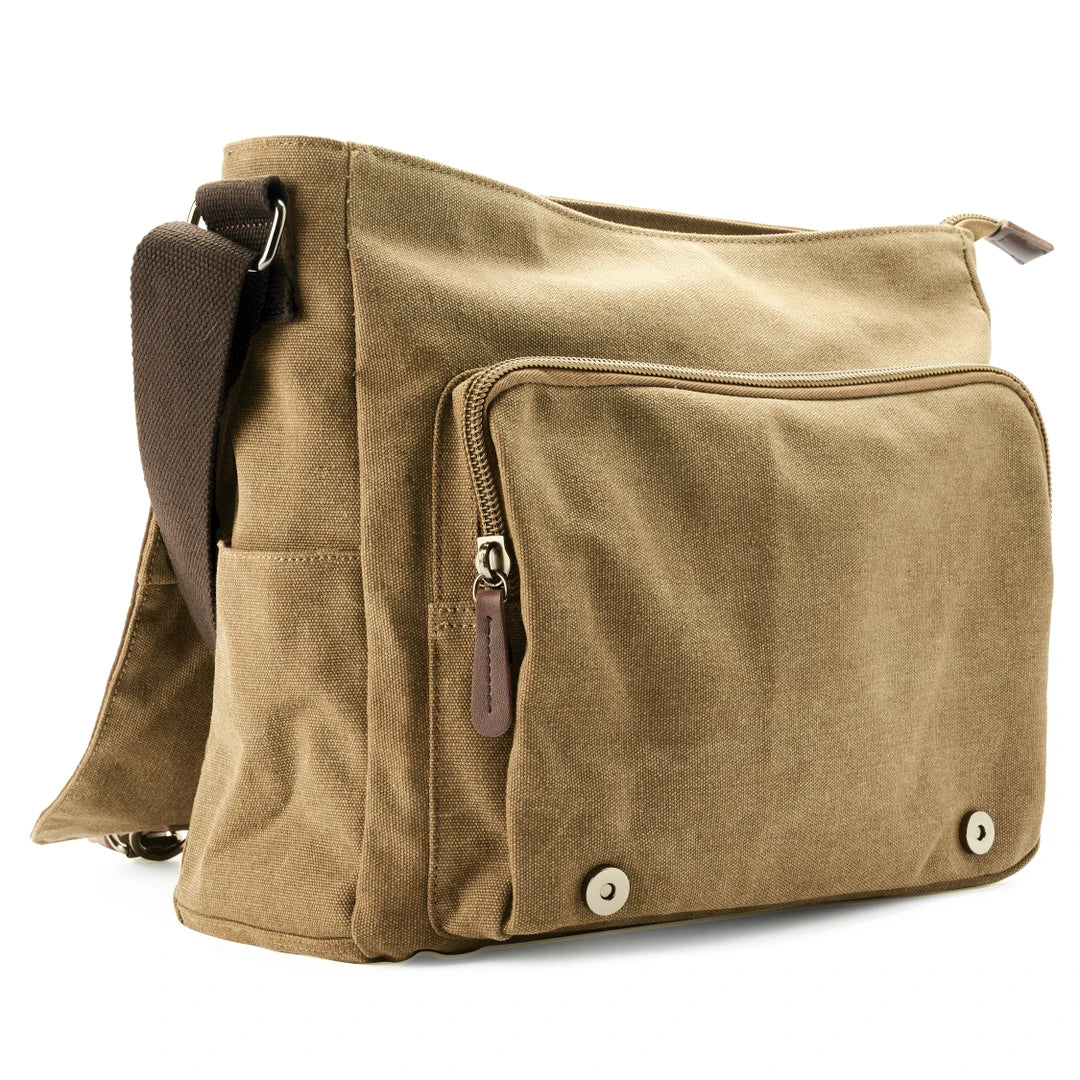 Men's Shoulder Bag with Buckled Flap