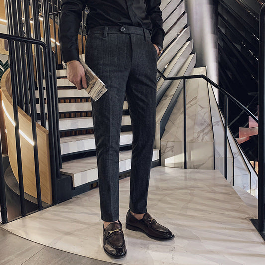 Men's Slim-Fit Herringbone Dress Pants