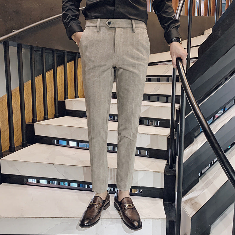 Men's Slim-Fit Herringbone Dress Pants
