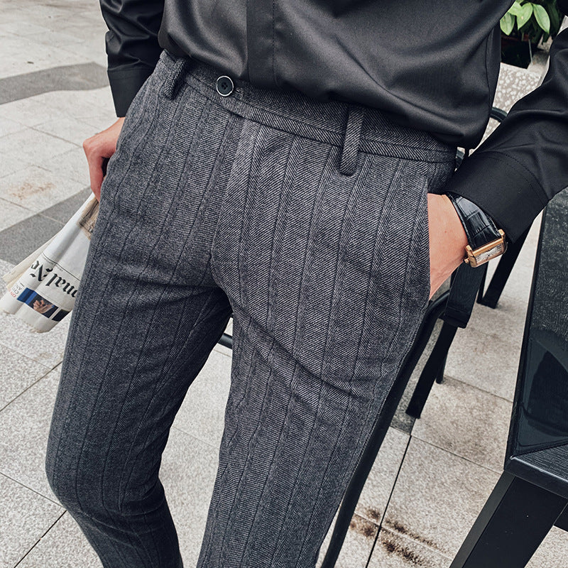 Men's Slim-Fit Herringbone Dress Pants