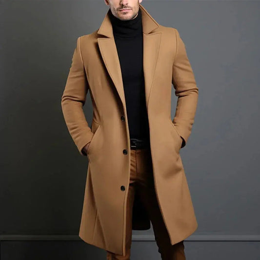 Men's Slim-Fit Long Overcoat