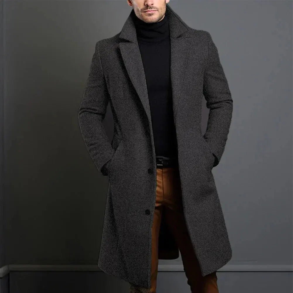 Men's Slim-Fit Long Overcoat