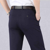 Men's Slim Fit Polyester Trousers in Black, Blue, Grey and Khaki