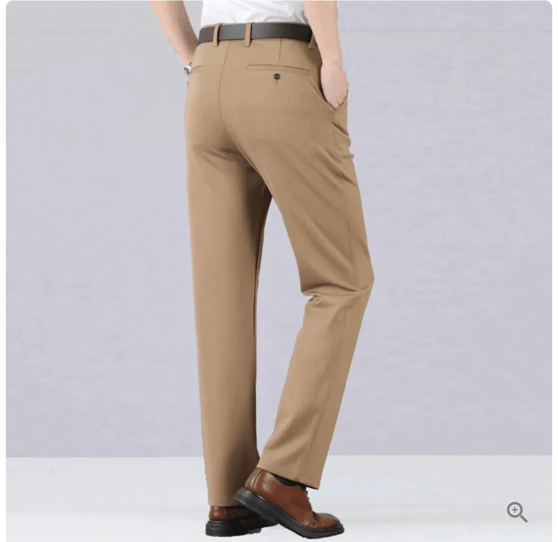Men's Slim Fit Polyester Trousers in Black, Blue, Grey and Khaki