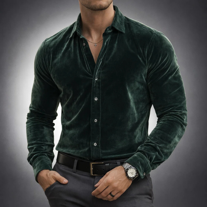 Men's Slim Fit Velvet Shirt