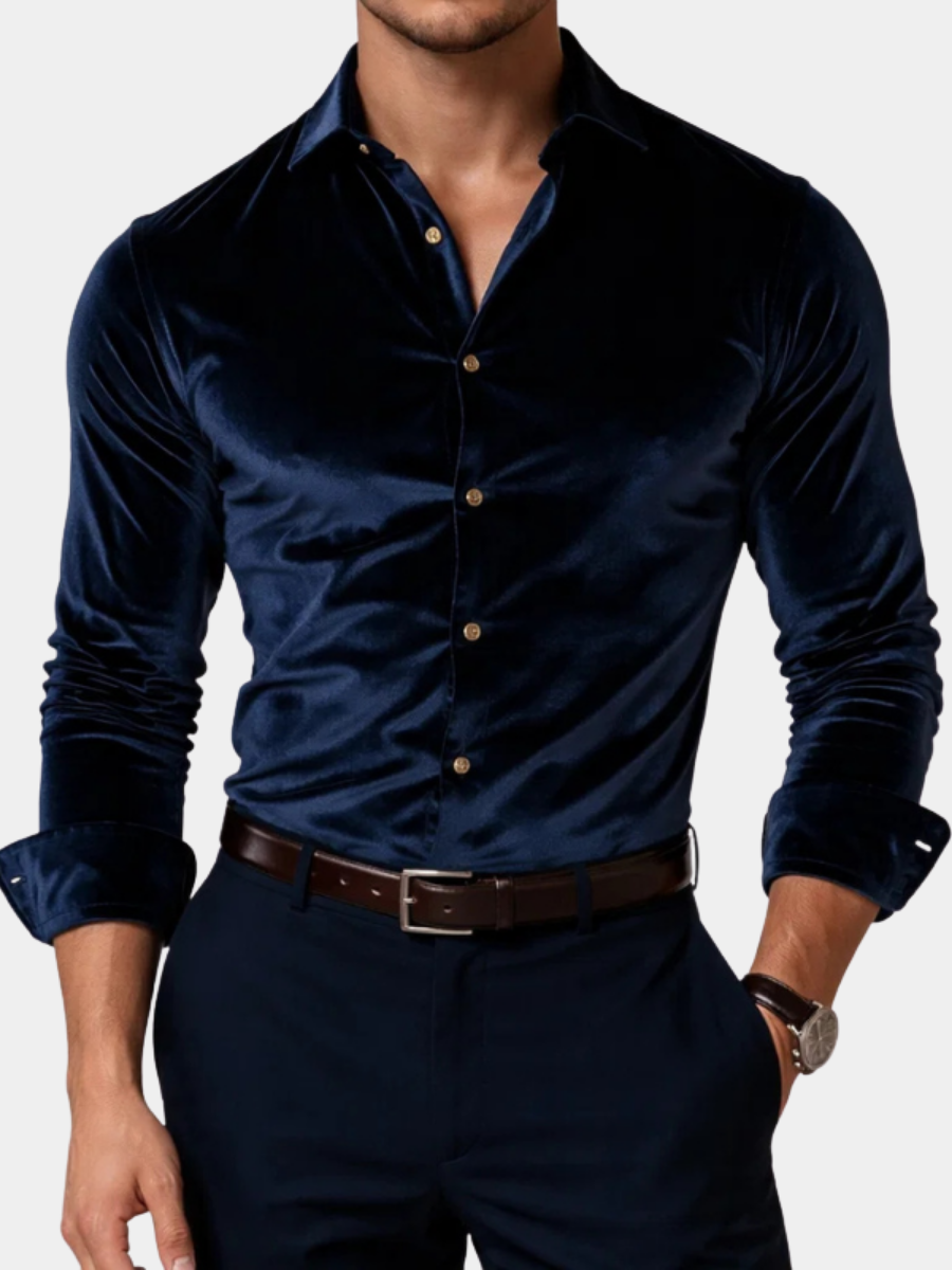Men's Slim Fit Velvet Shirt