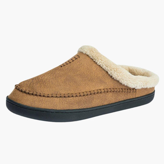 Men's Slip-On Slippers with Plush Lining and Textured Outsole