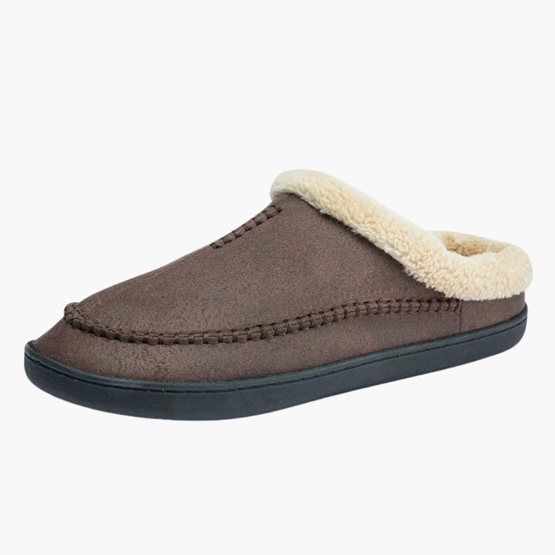 Men's Slip-On Slippers with Plush Lining and Textured Outsole