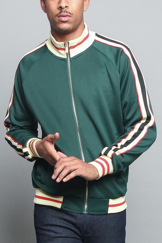 Men's Sporty Sweat Jacket with Contrast Accents and Zip Closure
