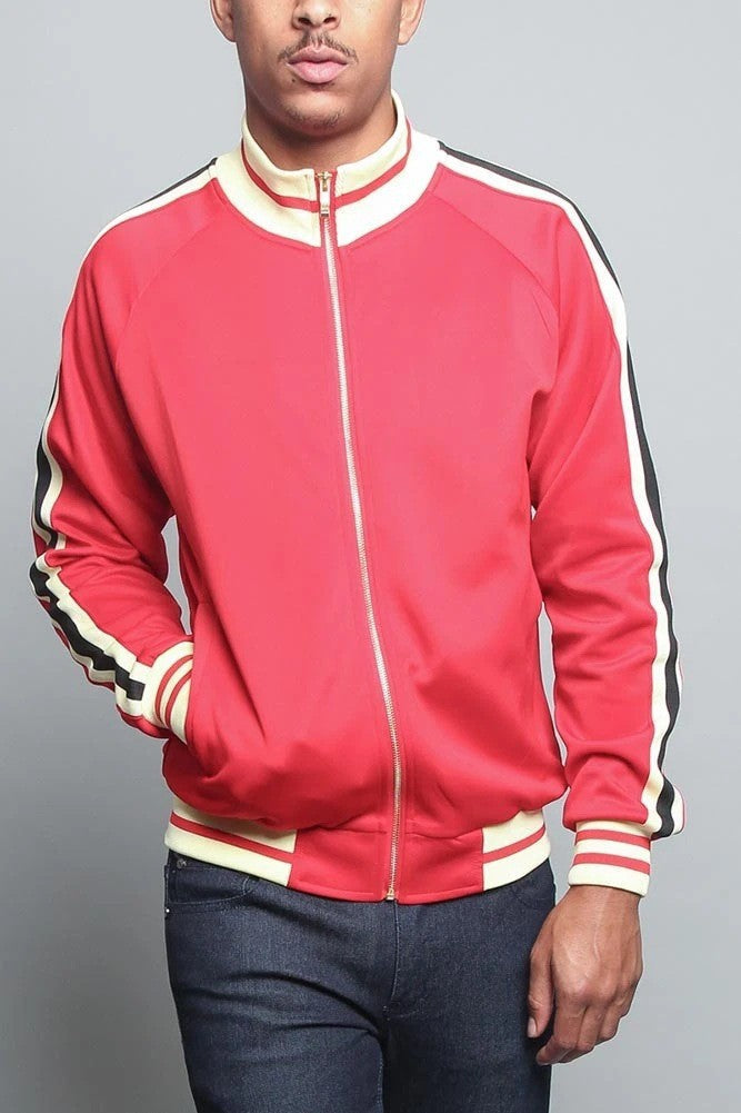 Men's Sporty Sweat Jacket with Contrast Accents and Zip Closure