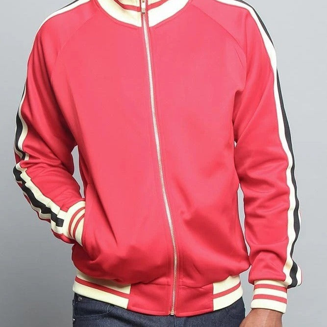 Men's Sporty Sweat Jacket with Contrast Accents and Zip Closure