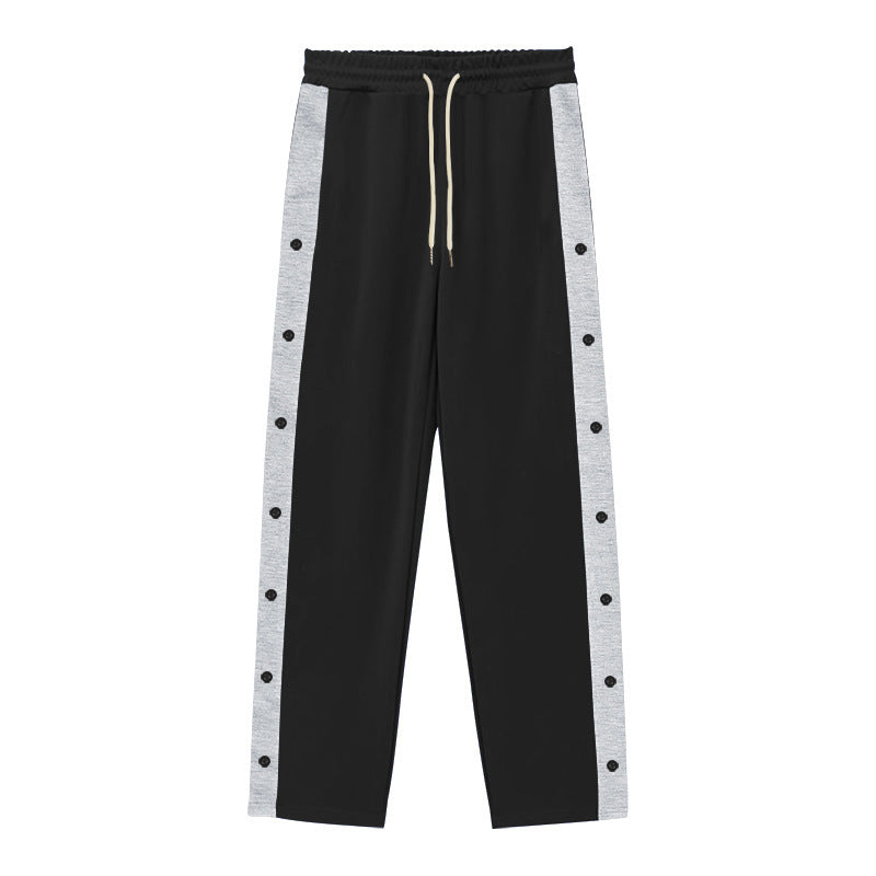 Men's Sporty Training Pants with Button Detail and Elastic Waistband