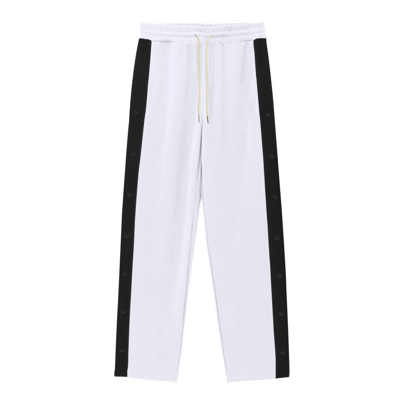 Men's Sporty Training Pants with Button Detail and Elastic Waistband