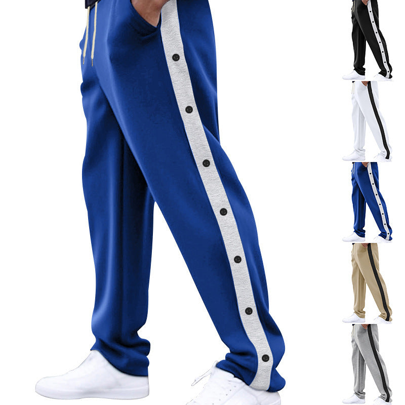 Men's Sporty Training Pants with Button Detail and Elastic Waistband